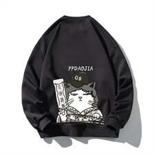 2021秋新款白底平铺卡通印花卫衣面料：100%聚酯纤维W5054-P28，男装卫衣，电商A001