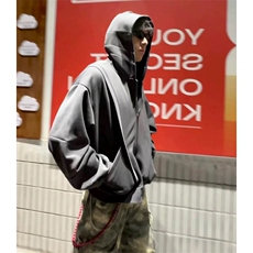 抖音得物高品质二开25秋冬美式重磅宽松结构设计连帽卫衣外套W78，男装卫衣，电商A486