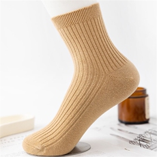 袜子男春秋款中筒新疆长绒棉双针运动竖条纯色柔软棉男女厚棉袜，袜子，星座224-1