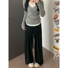 阔腿裤男女款秋冬季加绒新款慵懒松弛感宽松情侣直筒糯米裤子潮流，男装卫衣，星座506A