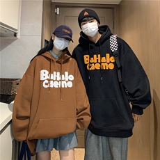 抖音品质情侣装秋冬装毛巾绣花加厚连帽套头加绒卫衣G1025P68男，男装卫衣，电商A339