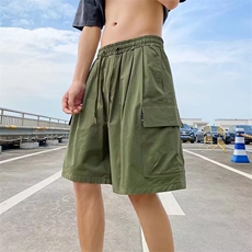 2024夏新款休闲工装短裤男宽松设计感小众松紧腰DK1017-P32，男装休闲裤，星座1109-3