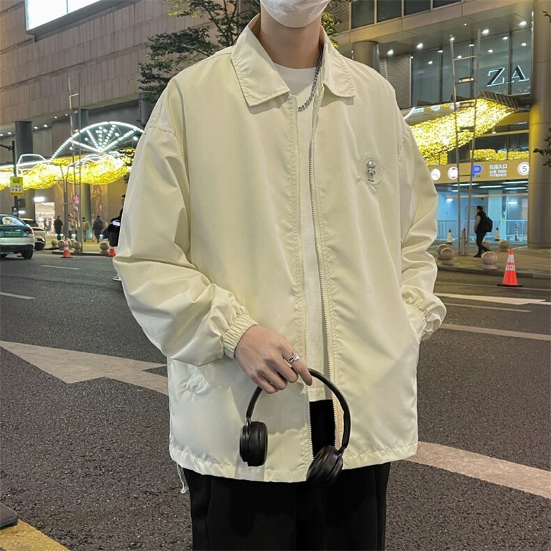 新款春秋复古杏色工装短外套街头情侣休闲夹克棒球服-Y669-p52,男装夹克,星座601-2