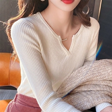 秋冬简约气质纯色针织衫女减龄毛衣针织打底衫，女装针织衫/毛衣，沐策羊绒