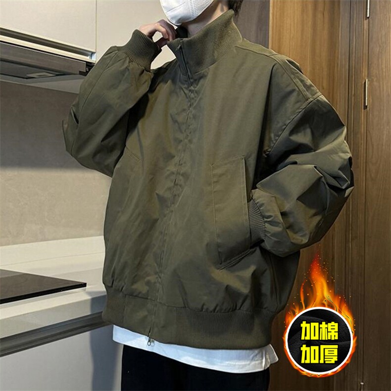 棉衣5W件现货冬季美拉德立领飞行夹克廓形高街棒球服加棉加厚外套，男装夹克，电商A486