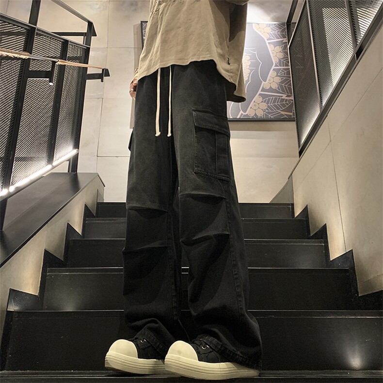 新款工装打褶牛仔裤XZ604-KN14-P50控78,男装牛仔裤,星座604