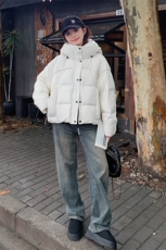 白色短款羽绒服女小个子高级感连帽保暖白鸭绒99031款P205K298，女装羽绒服，2C316