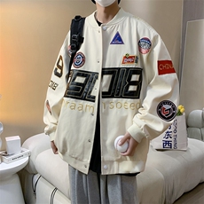 现货2023美式夹克圆领外套设计感刺绣棒球服赛车服W5164-P62，男装夹克，星座512-2
