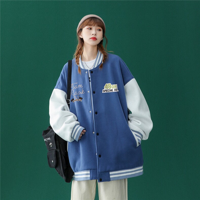 中性风2026秋季新款港风潮牌印花拼色棒球服夹克G96p65--控88,男装夹克,A247A