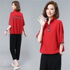 时尚气质女装套装裤优雅显瘦字母拼接两件套8725，女装套装/套裙，依恋蒂丝