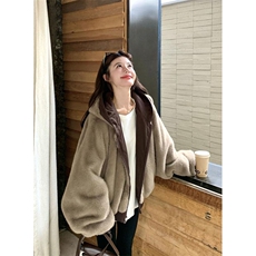 两面穿现货重磅短款座山雕棉衣男女双面穿毛毛绒棉服加厚外套，男装棉衣，电商A486-1