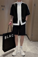 夏季高级拼色运动套装男韩版休闲短袖短裤两件套TZ215-P115控145，男装牛仔裤，电商B267