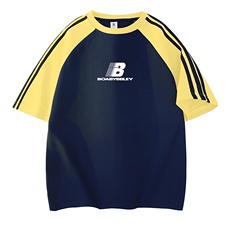 藏青拼黄袖