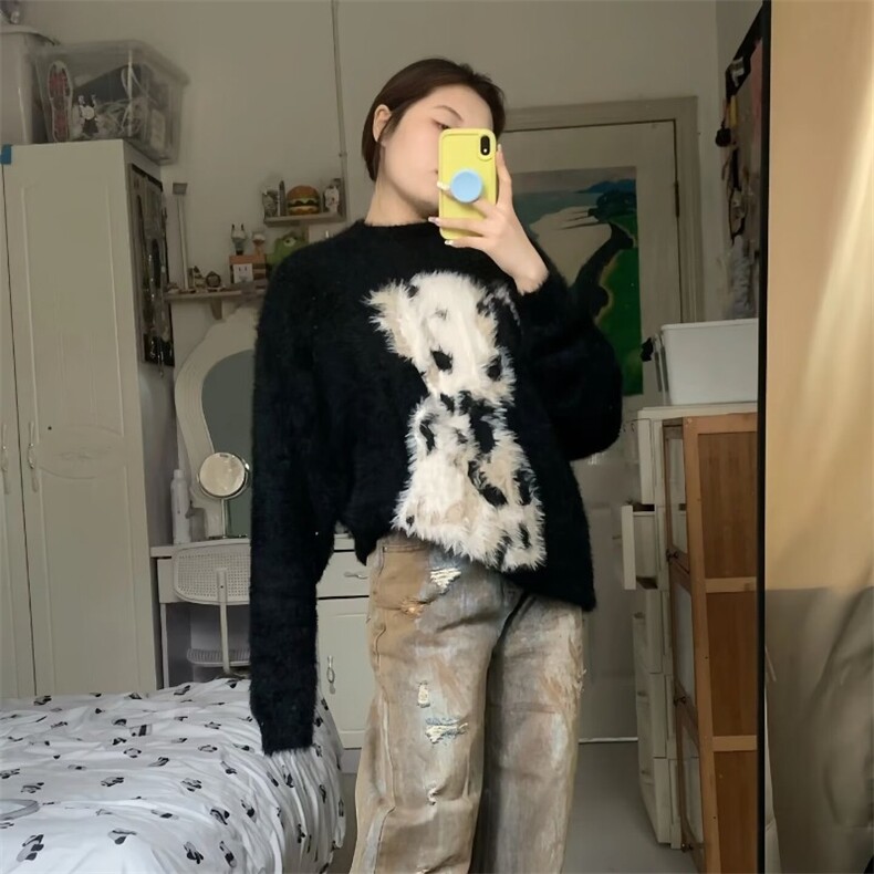 貂绒毛衣男女冬季软糯慵懒马海毛中长款针织衫上衣潮MY9197,男装针织衫/毛衣,星座208-5