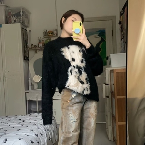 貂绒毛衣男女冬季软糯慵懒马海毛中长款针织衫上衣潮MY9197图片