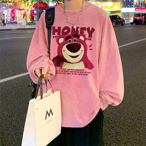 直播品质 重磅纯棉 美式蜡染水洗做旧潮牌宽松长袖t恤 CT300特P38图片