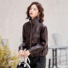 2025年秋季新款现货休闲时尚潮流机车服皮衣外套，女装皮衣，臻衣坊