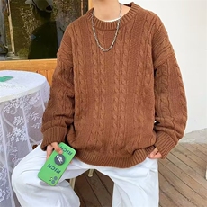 麻花毛衣男款圆领宽松ins潮牌秋冬季港风潮流休闲针织衫5558P50，男装针织衫/毛衣，星座410-2