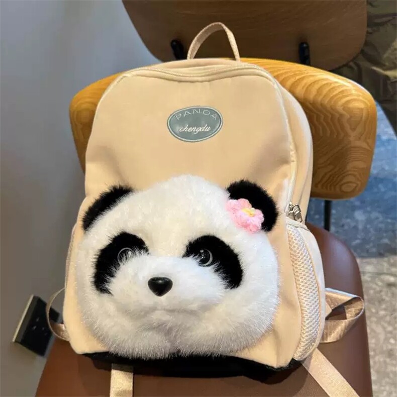 熊猫花花小浣熊双肩书包（10个起批）加厚款，佳旺毛绒玩具1