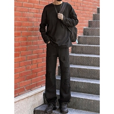 秋季假破洞痞帅牛仔裤毛边美式高街男休闲裤1412-2/087/P58，男装牛仔裤，星座1412-2