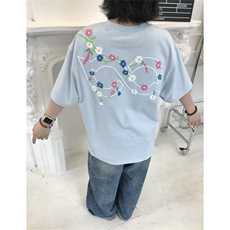 H0890-P35厚实全刺绣230克休闲宽松情侣款短袖T恤，女装T恤，星座617A-2
