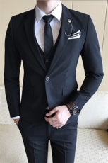 纯色男装西服套装三件套礼服商务绅士1012-W7012，男装西服套装，星座1012