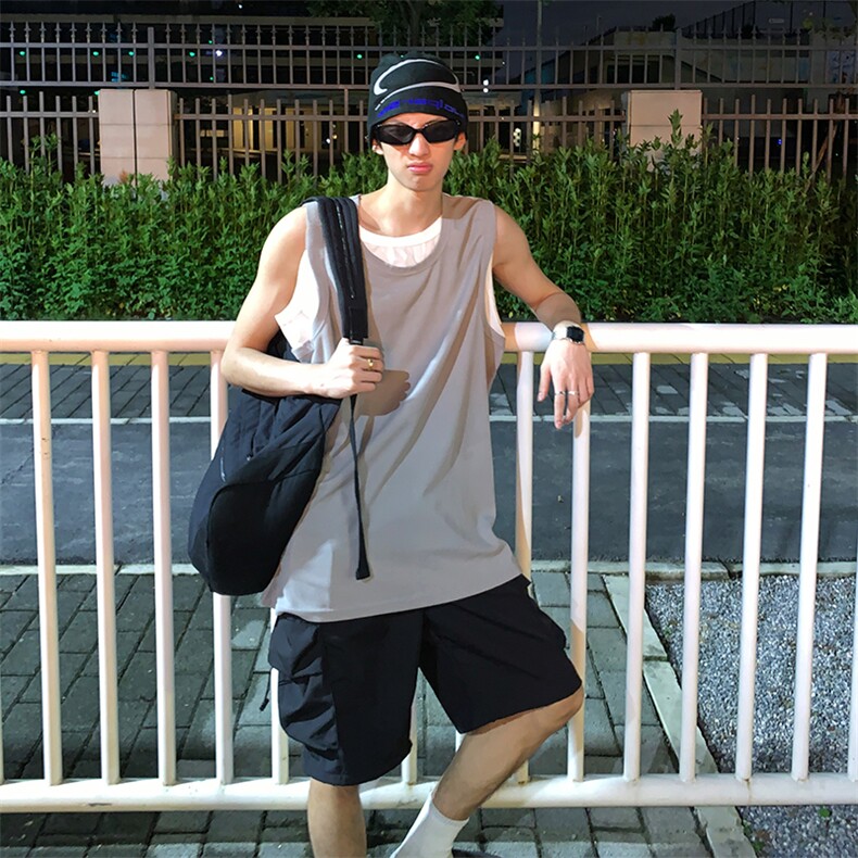 有原图盗图BX2-特P23假两件情侣背心无袖坎肩T恤上衣男,男装背心/马甲,电商B327