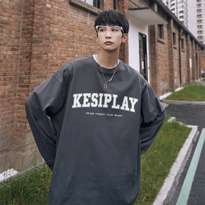 HQT1256-TP20-秋季新款cityboy港风休闲上衣男生字母印花长袖T恤图片