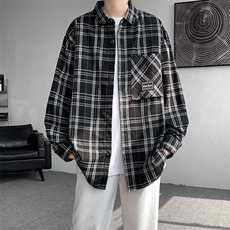 衬衫男2025春季新款港风格子宽松大码长袖衬衣CS258-P45(现货)，男装衬衫，星座214-3
