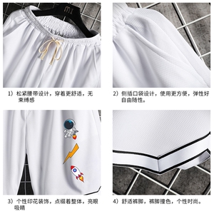 LQ64165-P19 篮球夜跑运动短裤男大码宽松冰丝五分裤大裤衩 网格图片