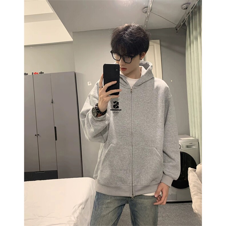 抖音得物高品质350克秋冬双头双拉链卫衣开衫外套AW7401,女装短外套,电商A443