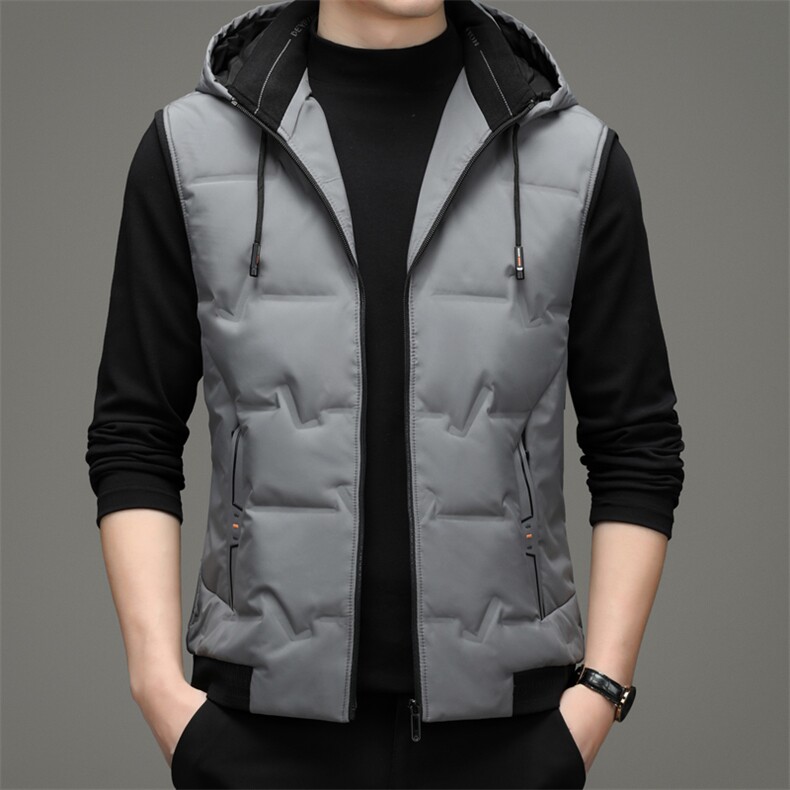 新款2023冬季商务休闲可脱卸帽羽绒服立领马甲外套男ZS22102-P190,男装背心/马甲,电商B212（原钱塘6029）