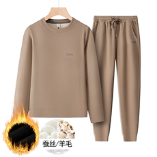 秋冬男士套装含羊毛加绒运动服长袖圆领宽松卫衣长裤两件套，男装卫衣，钱塘6003（原4033）