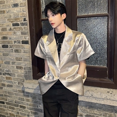 （）肌理感西装外套夏季新款银灰色小个子西服5087-P85，男装西服，星座910-5
