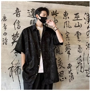 新中式汉服风上衣夏日衬衫短袖男高级感痞帅道袍 CX016图片