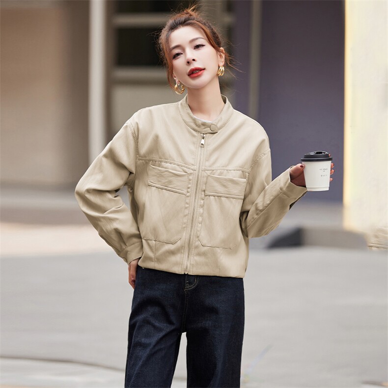 皮衣女外套短款上衣2025春秋季新款洋气显瘦小个子PU皮机车服夹克,女装皮衣,美拉德工厂直营店
