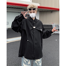 男装衬衫24春季潮牌男士叠穿宽松垂感长袖衬衣XZ514-2-202415-P78，男装衬衫，星座514-2(原B239)