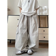 复古显瘦宽松灯笼裤男女直筒多口袋垂感拖地可束脚工装裤K2634，男装工装外套，星座1116A（原606A-3）