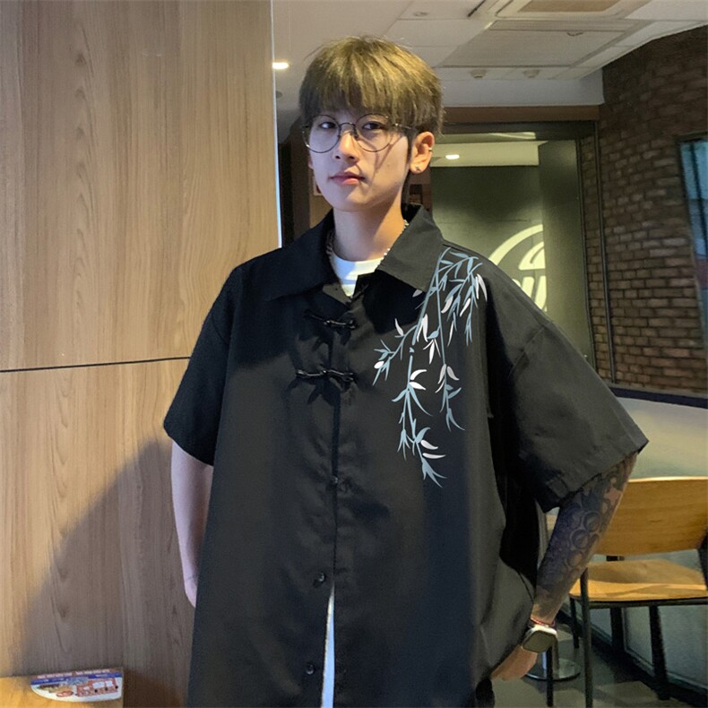 ！2025夏季新款男士新中式短袖衬衫情侣风衬衣CS101特P33图片