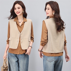 2023秋装新款百搭棉麻马甲，女装马甲，小林双子