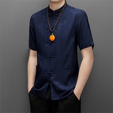 男士短袖t恤男夏季风男装唐装半袖夏装套装中式复古汉服衣服，男装民族服装，电商B212（原钱塘6029）