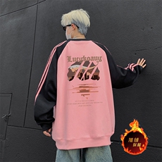 抖音得物供货提供视频秋冬重磅美式宽松织带圆领卫衣0744，男装卫衣，电商A486
