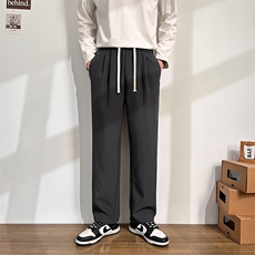 217-2-HK2455春季新款直筒休闲裤男大码抽绳西装裤垂感小西裤，男装西服套装，星座217-2