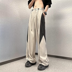 条纹宽松型时尚潮牌直筒慵懒长裤夏季男青春流行休闲裤运动裤图片