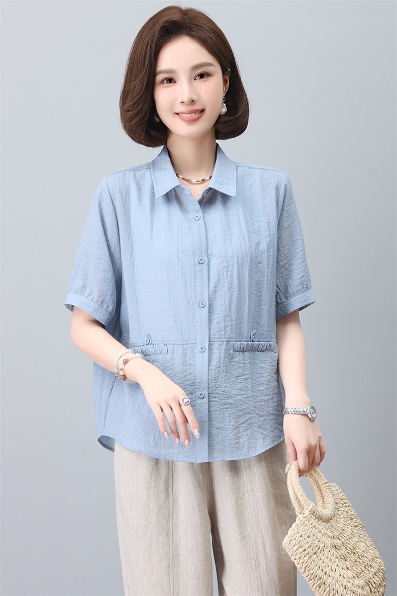 棉麻女2025夏季新款中年妈妈减龄高级感休闲一整套搭配,女装衬衫,韩派