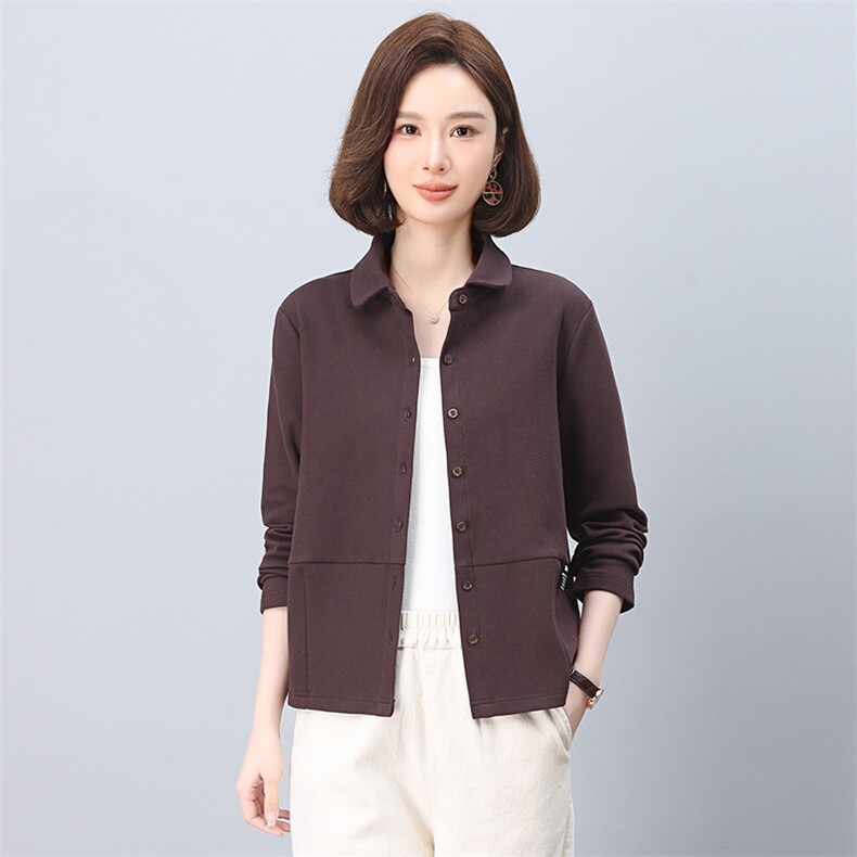 气质女时尚减龄纯色翻领开衫2025春季简约优雅新风格外套,女装短外套,涵誉