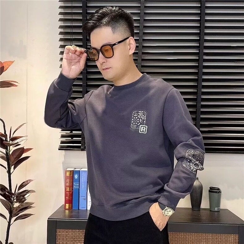 圆领卫衣男士春秋季2025新款潮牌长袖T恤男装上衣薄款百搭打底衫,男装T恤,星座506A