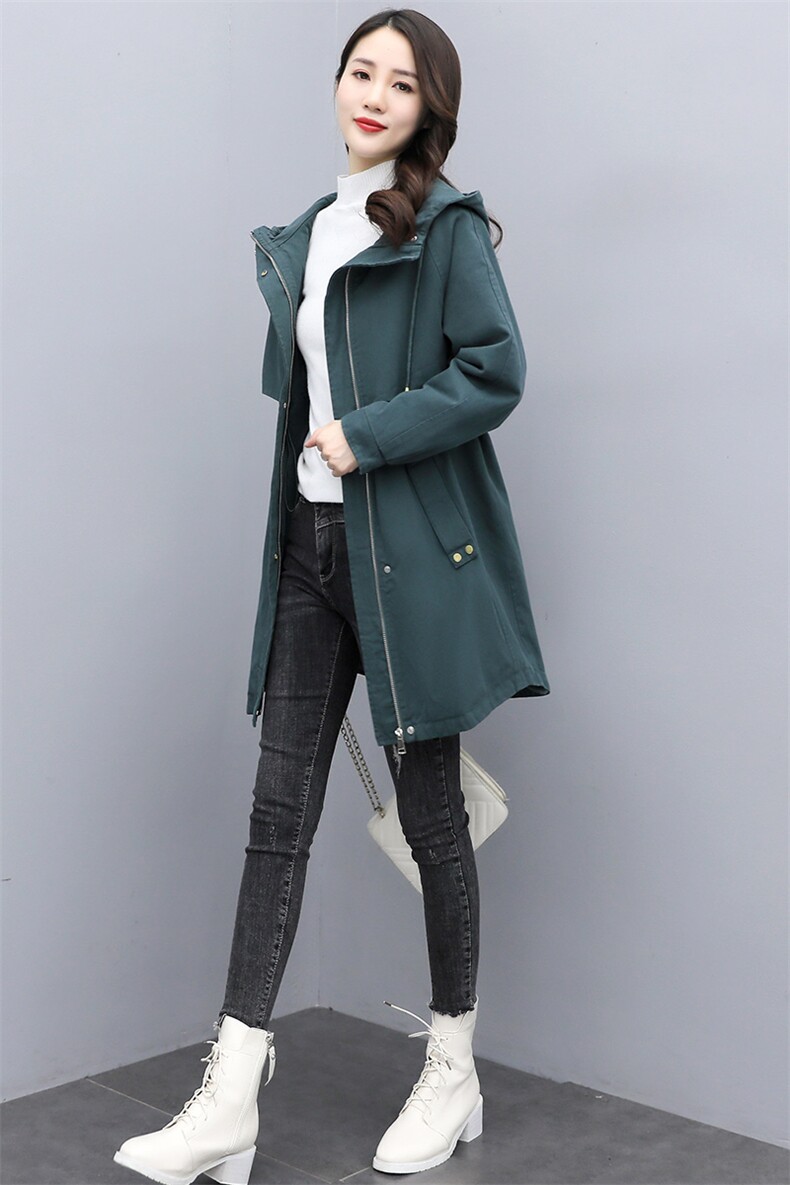 有现货2021冬季新款休闲时尚加绒加棉外套连帽中长款保暖棉服，女装棉衣/棉服，依万里