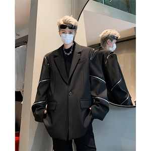 潮牌高级感小西装男秋小众拉链装饰设计感西服XZ514-2-24243-P118图片