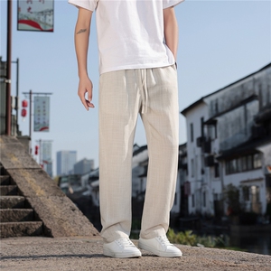 2026夏季新款宽松大码纯色休闲风男装天丝休闲裤K2611图片